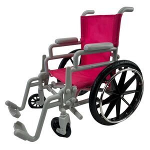 Foldable Wheelchair Fits 18" Doll Pink Multi Perfect For Dolls Who Need To Heal